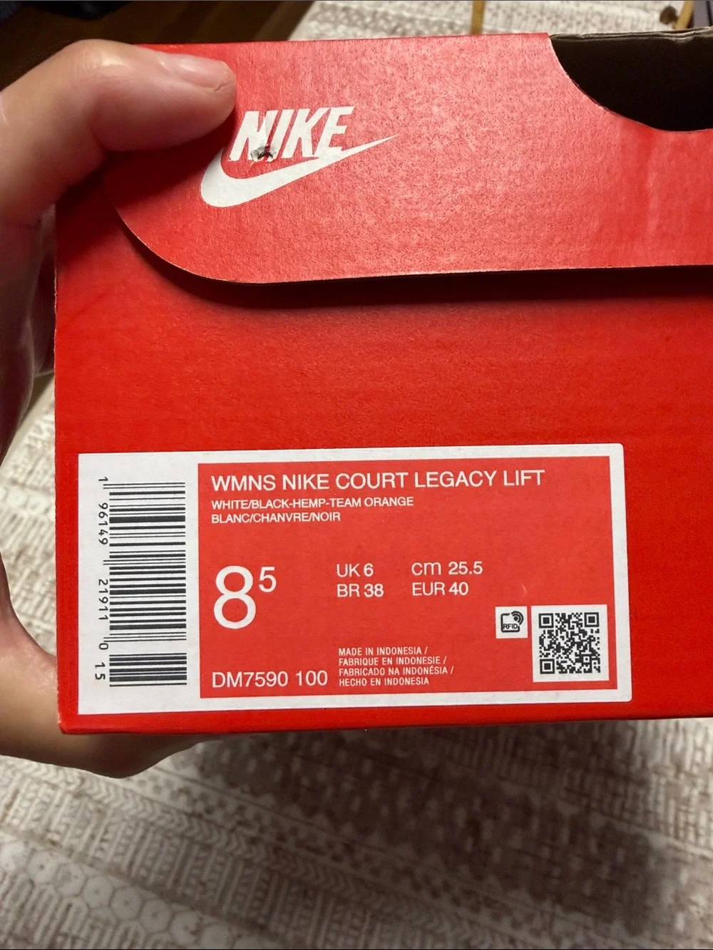 Nike White/Black/Hemp Court Legacy Lift Sneakers